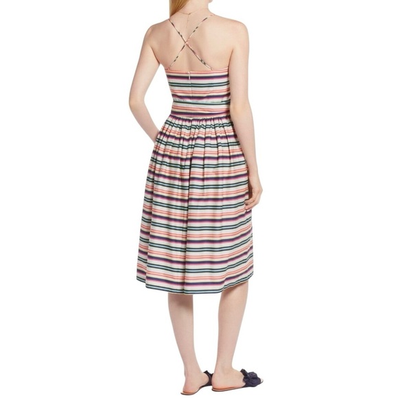 NWT 1901 Nordstrom Multi Striped Strappy A-Line Midi Dress Womens Size 14 Preppy - Picture 6 of 8